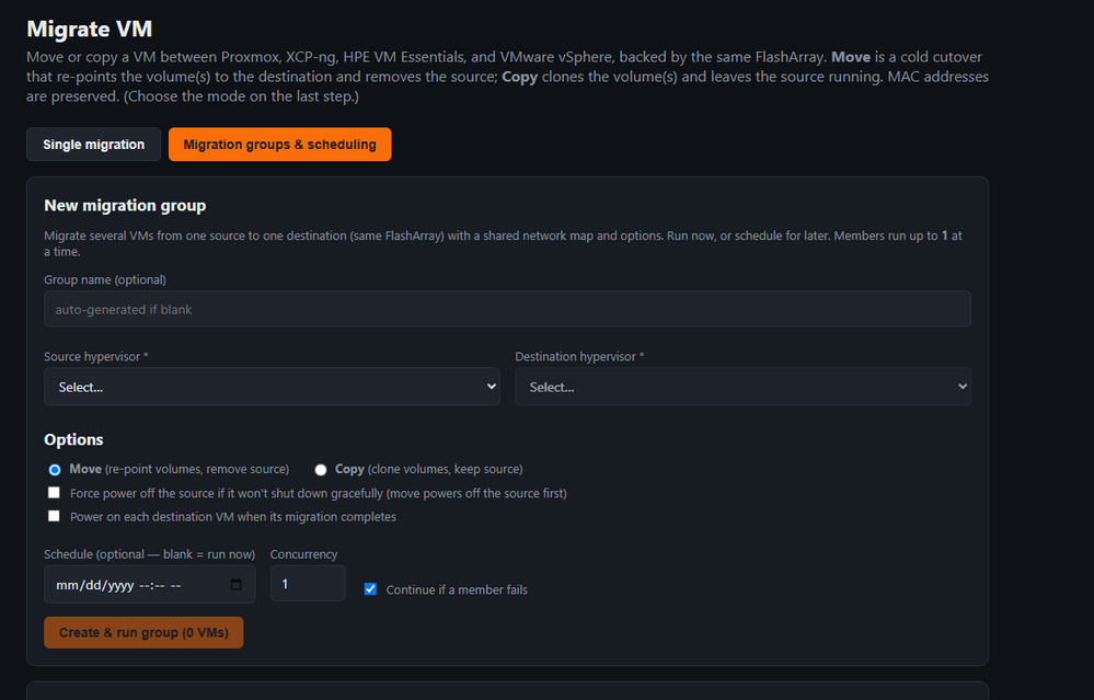 PHIF migration groups screen